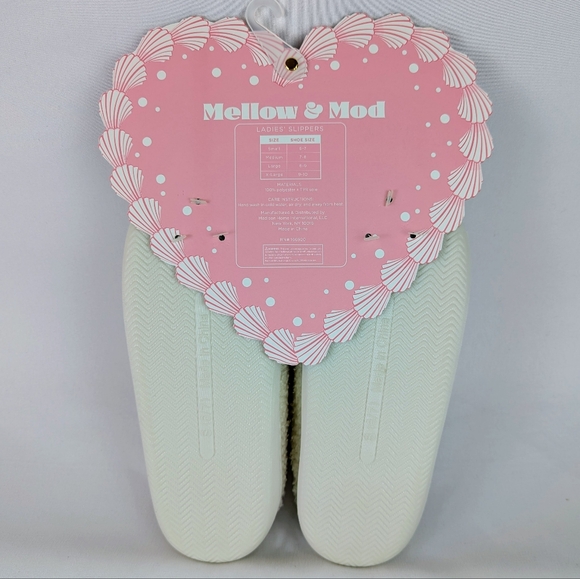 Hearts Slippers Sherpa Upper Fleece Memory Foam Slip On Ivory Pink S (6/7) NWT - Picture 9 of 13
